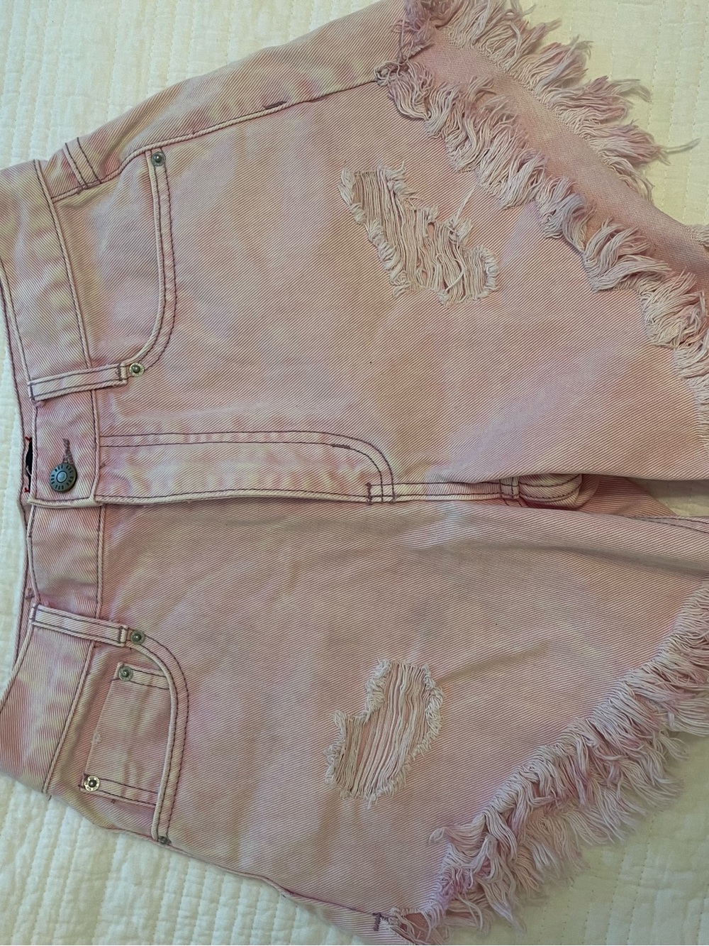 BDG Frayed Light Pink Distressed Denim Shorts